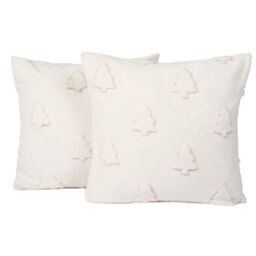 OHS 2 Pack Tufted Winter Tree Sherpa Cushion Covers in Cream - Size: 45 cm x 45 cm - thumbnail 4