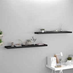 Berkfield Home Durable Floating Wall Shelves 2 pcs Black 120x23.5x3.8 cm MDF - thumbnail 2