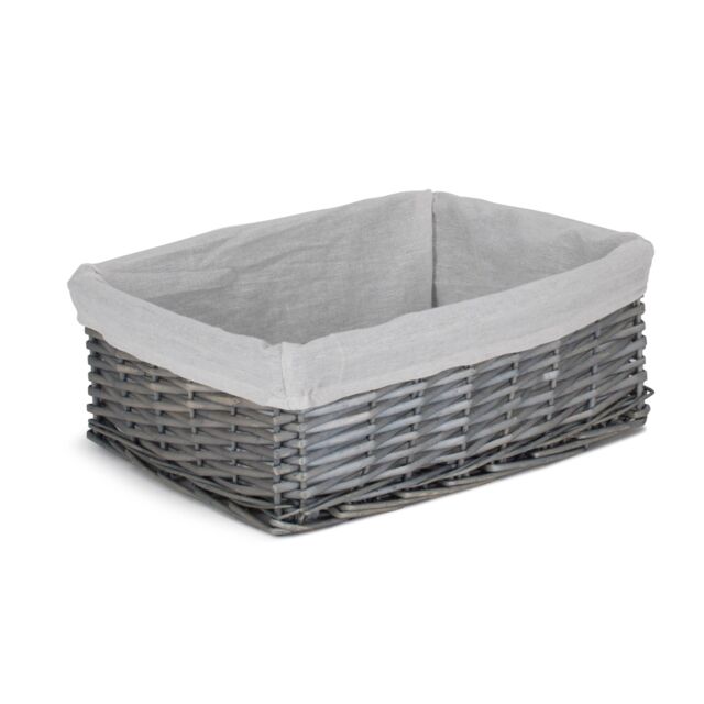 Red Hamper Wicker Antique Wash Storage Basket with White Lining - Size: Small - image 1