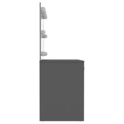 Berkfield Home Makeup Table with LED Lights 110x55x145 cm MDF Grey - Size: 110 x 55 x 145 cm - thumbnail 4