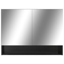 Berkfield Home LED Bathroom Mirror Cabinet Black 80x15x60 cm MDF - Size: 80 x 15 x 60 cm - thumbnail 5