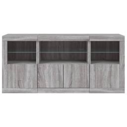 Berkfield Home Sideboard with LED Lights Grey Sonoma 142.5x37x67 cm - thumbnail 6