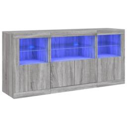 Berkfield Home Sideboard with LED Lights Grey Sonoma 142.5x37x67 cm - thumbnail 3