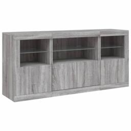 Berkfield Home Sideboard with LED Lights Grey Sonoma 142.5x37x67 cm - thumbnail 5