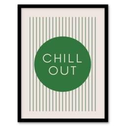 Artery8 Chill Out Relax Green Circle Stripes Design Framed Wall Art Print - Size: A4 - thumbnail 1