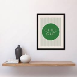Artery8 Chill Out Relax Green Circle Stripes Design Framed Wall Art Print - Size: A4 - thumbnail 4