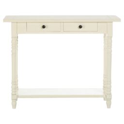 Orsina Console Table for Hallway, Pine Wood Hallway Table for Home Décor, Wood Table with 2 Drawers for Office in White - thumbnail 6