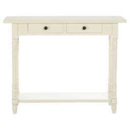 Orsina Console Table for Hallway, Pine Wood Hallway Table for Home Décor, Wood Table with 2 Drawers for Office in White