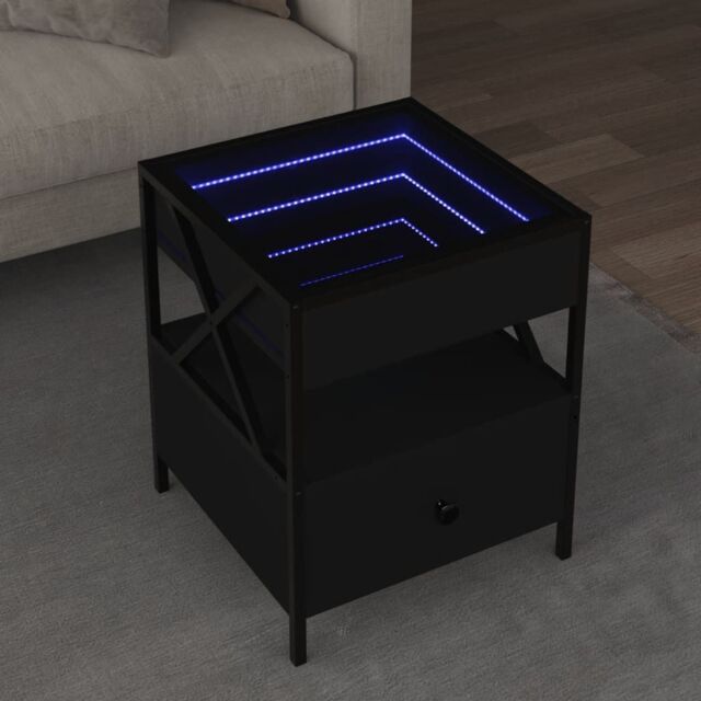 Berkfield Home Coffee Table with Infinity LED Black 40x40x51 cm - Size: 40 x 40 x 51 cm - image 1