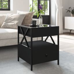 Berkfield Home Coffee Table with Infinity LED Black 40x40x51 cm - Size: 40 x 40 x 51 cm - thumbnail 4