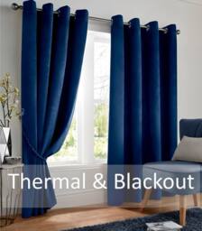 Luxury Living Velvet Thermal Blackout Eyelet Curtains Ready Made Pair in Blue - Size: 168 cm width x 183 cm drop - thumbnail 2