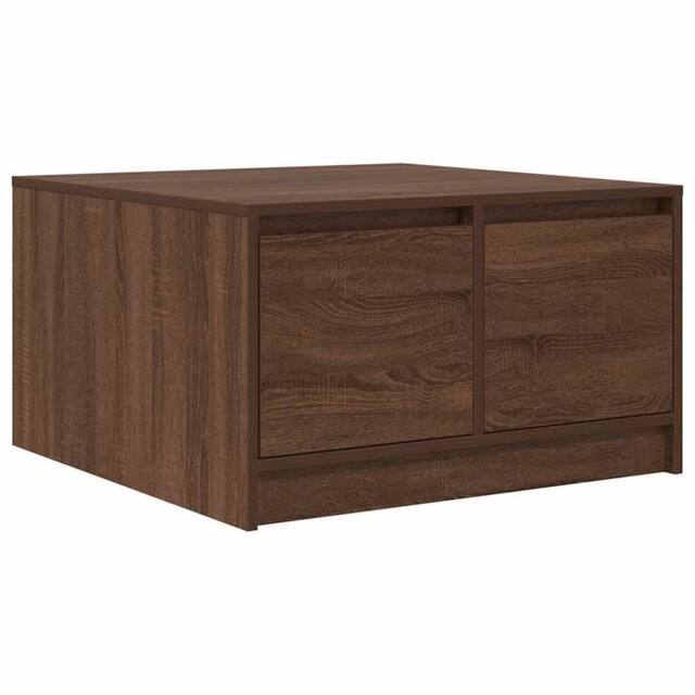 Berkfield Home Coffee Table with Drawers Brown Oak 70.5x70x40 cm - image 1