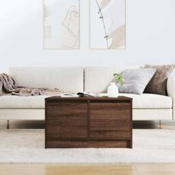 Berkfield Home Coffee Table with Drawers Brown Oak 70.5x70x40 cm - thumbnail 3