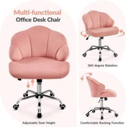 EONLION Pink Modern Swivel Home Office Chair - Size: 100 cm - thumbnail 2