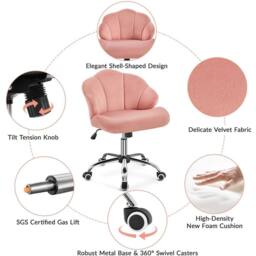 EONLION Pink Modern Swivel Home Office Chair - Size: 100 cm - thumbnail 3