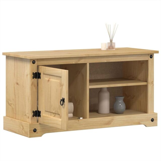 Berkfield Home TV Cabinet Corona 100x37x52 cm Solid Wood Pine in Brown - Size: 100 x 37 x 52 cm - image 1