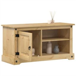 Berkfield Home TV Cabinet Corona 100x37x52 cm Solid Wood Pine in Brown - Size: 100 x 37 x 52 cm - thumbnail 1