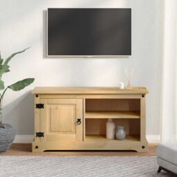 Berkfield Home TV Cabinet Corona 100x37x52 cm Solid Wood Pine in Brown - Size: 100 x 37 x 52 cm - thumbnail 3