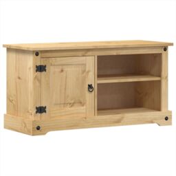 Berkfield Home TV Cabinet Corona 100x37x52 cm Solid Wood Pine in Brown - Size: 100 x 37 x 52 cm - thumbnail 2