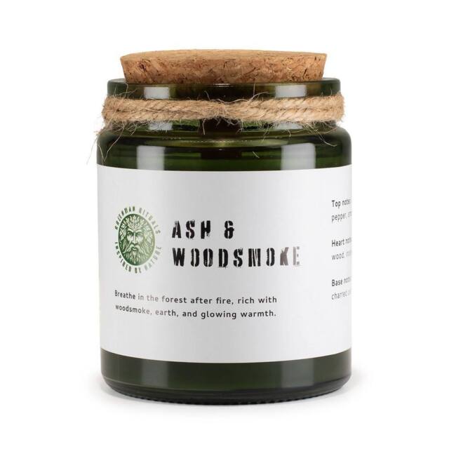 Serenityy Ash & Woodsmoke Woodwick Soy Candle - Green Glass, 26h - Size: 0.5m x 1m - image 1