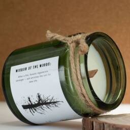 Serenityy Ash & Woodsmoke Woodwick Soy Candle - Green Glass, 26h - Size: 0.5m x 1m - thumbnail 3