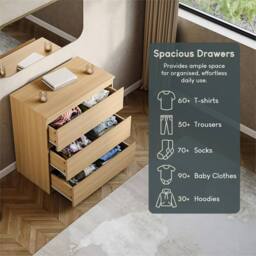 PAWNORA 3 Drawer Chest of Drawers PINE in Natural - thumbnail 5