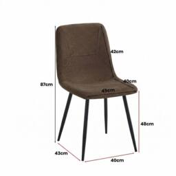 FWStyle 3PC Cream Marble Effect Square Dining Table & Dark Brown Chairs Set - thumbnail 5