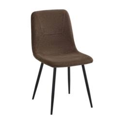 FWStyle 3PC Cream Marble Effect Square Dining Table & Dark Brown Chairs Set - thumbnail 3