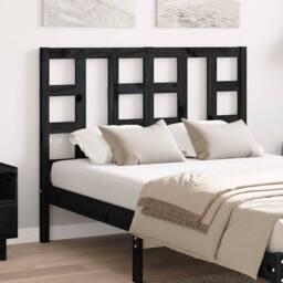 Berkfield Home Beautiful Bed Headboard Black 126x4x100 cm Solid Wood Pine - Size: 126 x 4 x 100 cm - thumbnail 2
