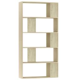 Berkfield Home Book Cabinet/Room Divider Sonoma Oak 80x24x159 cm Engineered Wood in Light Brown - Size: 80 x 24 x 159 cm - thumbnail 2