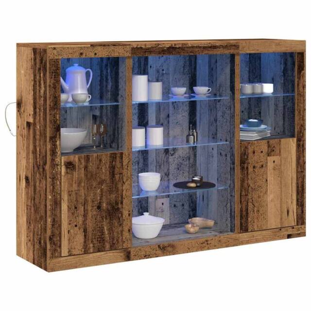 Berkfield Home Sideboard with LED Lights Old Wood 142.5x37x100 cm Engineered Wood in Brown - image 1