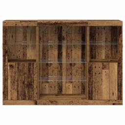 Berkfield Home Sideboard with LED Lights Old Wood 142.5x37x100 cm Engineered Wood in Brown - thumbnail 6