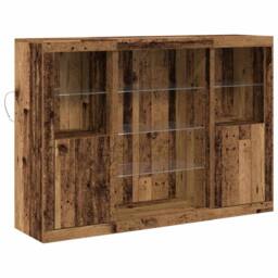 Berkfield Home Sideboard with LED Lights Old Wood 142.5x37x100 cm Engineered Wood in Brown - thumbnail 3