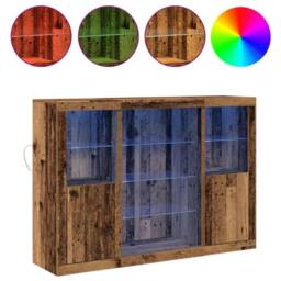 Berkfield Home Sideboard with LED Lights Old Wood 142.5x37x100 cm Engineered Wood in Brown - thumbnail 4