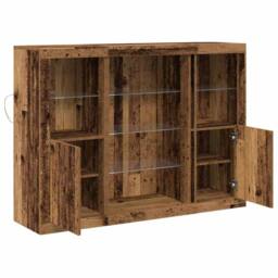 Berkfield Home Sideboard with LED Lights Old Wood 142.5x37x100 cm Engineered Wood in Brown - thumbnail 7