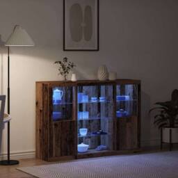 Berkfield Home Sideboard with LED Lights Old Wood 142.5x37x100 cm Engineered Wood in Brown - thumbnail 5