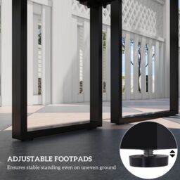 OUTSUNNY 3Pcs Outdoor Dining Set Metal Beer Table Bench Patio Garden Yard in Black - thumbnail 6