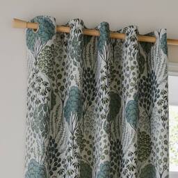 Wylder Ophelia Floral Room Darkening Eyelet Curtain Pair in Green - Size: 168 cm width x 229 cm drop - thumbnail 2