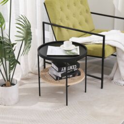 Nordlys Table Appoint End Table Industrial Furniture Round Rattan Cane in Black - thumbnail 4