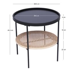 Nordlys Table Appoint End Table Industrial Furniture Round Rattan Cane in Black - thumbnail 5