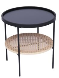 Nordlys Table Appoint End Table Industrial Furniture Round Rattan Cane in Black