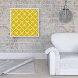 Warren Reed - Designer Geometric Yellow Quatrefoil Wave Framed Canvas in Off-White - Size: w10 inch x h10 inch - thumbnail 2