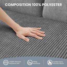 Dprodo 129CM Small Sofa Couch, Soft Corduroy LoveSeat in Grey - Size: 1 Pack - thumbnail 3