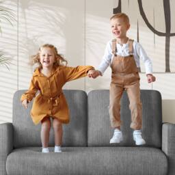 Dprodo 129CM Small Sofa Couch, Soft Corduroy LoveSeat in Grey - Size: 1 Pack - thumbnail 5