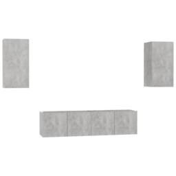 Berkfield Home 4 Piece TV Cabinet Set Concrete Grey Engineered Wood - thumbnail 2
