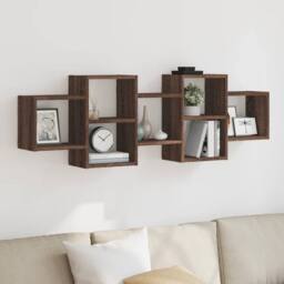 Berkfield Home Wall Shelf Brown Oak 129x18x42 cm Engineered Wood - Size: 129 x 18 x 42 cm - thumbnail 2
