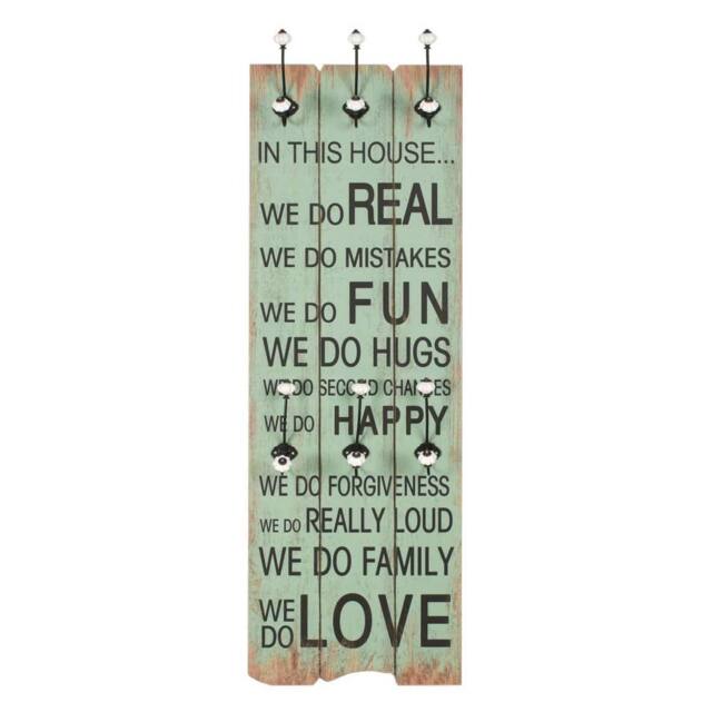 Berkfield Home Wall-mounted Coat Rack with 6 Hooks 120x40 cm HAPPY LOVE - image 1