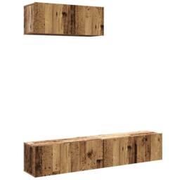 Berkfield Home 3 Piece TV Cabinet Set Wall-mounted Old Wood Engineered Wood in Brown - thumbnail 2