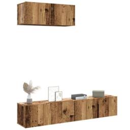 Berkfield Home 3 Piece TV Cabinet Set Wall-mounted Old Wood Engineered Wood in Brown - thumbnail 1