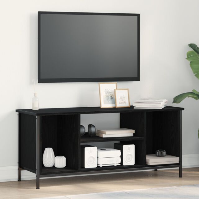 Berkfield Home Black Oak Entertainment Centre Black oak Engineered wood, metal - image 1